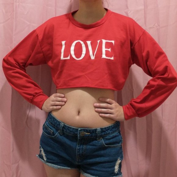 Source Unknown Tops - LOVE Crop Top Sweater (fits like a Small/Medium)